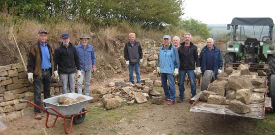 Noch im Oktober wollen die „Volontäre“ die Sanierung der Trockenmauer im Ahlenberg abschließen