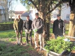Volontäre erfüllen den Wunsch der Landfrauen nach Lieferung von Grünzeug für den Schmuck des Osterbrunnens 