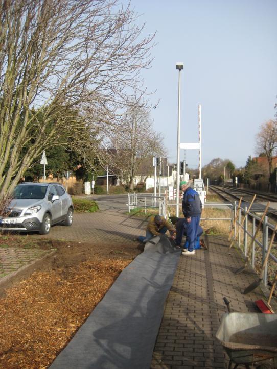 Die Volontäre erneuern die Pflanzflächen am Bahnhof