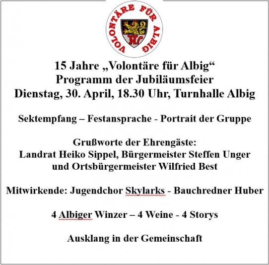 Programm Jubiläumsfeier