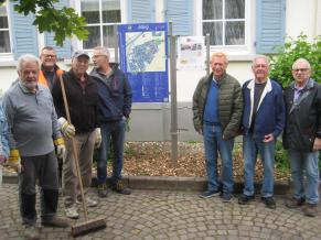 Volontäre vor der fertigen Beschilderung