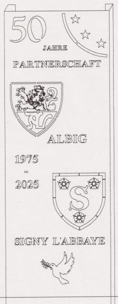 Denkmal zur 50jährigen Partnerschaft als Zeichnung