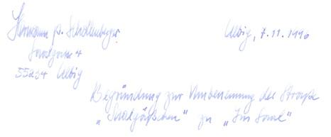 Die Begründung für die Umbenennung ist von Hermann Schollenberger handschriftlich verfasst